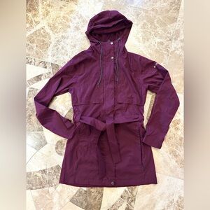 Columbia Long Valley Trench Plum Hooded Raincoat